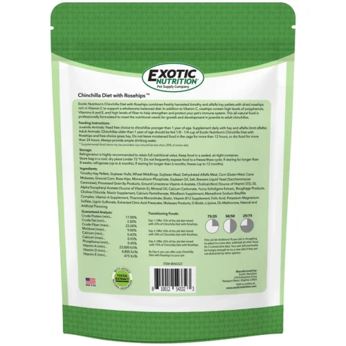 Front Page -Nutrition Pet Shop ChinchillaDietwithRosehips2LBBack