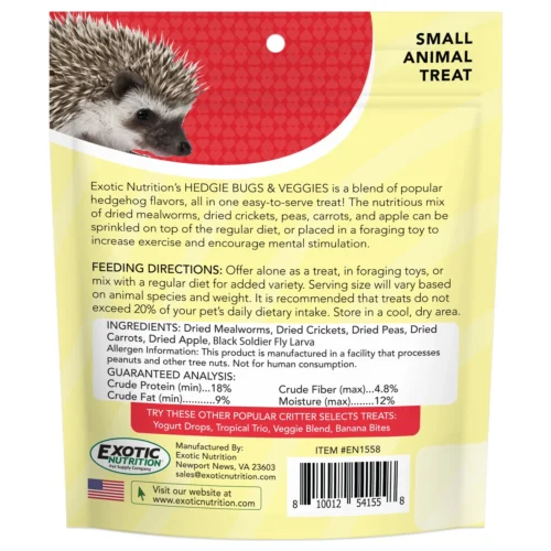 Hedgie Bugs & Veggie -Nutrition Pet Shop HedgieBugs Veggies2.75OZBack