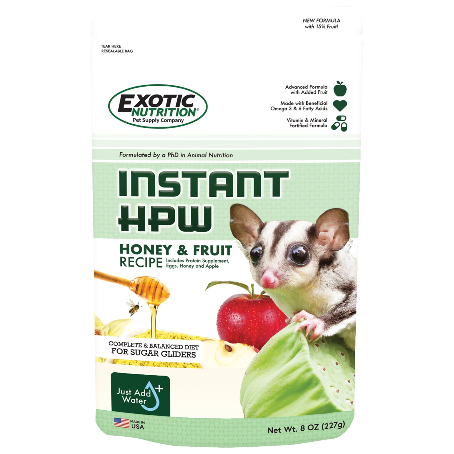 Instant-HPW Honey & Fruit Recipe Sugar Glider Food 1 Instant-HPW Honey & Fruit Recipe Sugar Glider Food