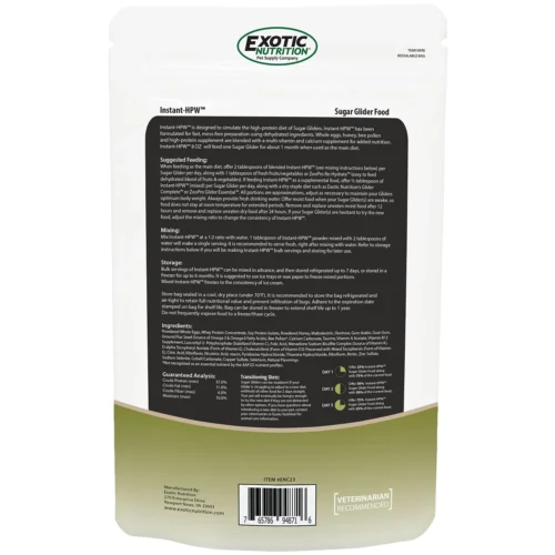 Instant-HPW Original Sugar Glider Food -Nutrition Pet Shop InstantHPW8ozBack 1