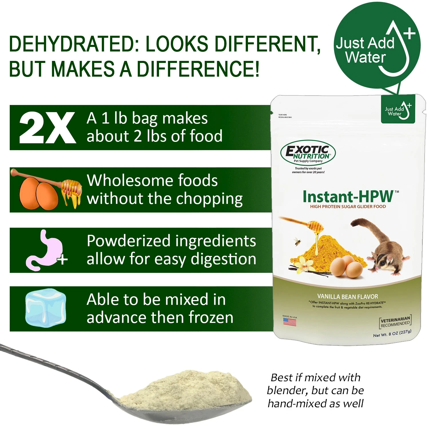 Instant-HPW Honey & Fruit Recipe Sugar Glider Food 2 Instant-HPW Honey & Fruit Recipe Sugar Glider Food - Image 2