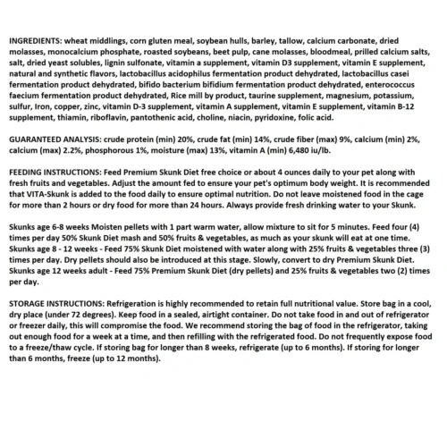 Premium Skunk Diet 5 Lb Skunk Food -Nutrition Pet Shop PremiumSkunkDiet4