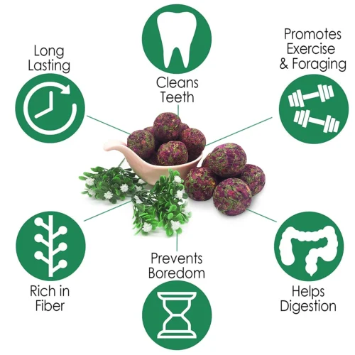 Munchers Rose Petals & Timothy Chew Balls 10 Munchers Rose Petals & Timothy Chew Balls -Nutrition Pet Shop RoseChewBallsFeatures1