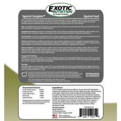 Squirrel Food Starter Package 17 Squirrel Food Starter Package -Nutrition Pet Shop Squirrel Complete Back Label 1